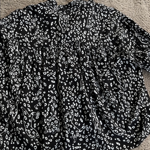 Ted Baker Lodon Black and White Leopard Wildside Print Button Up Puff Sleeve 4 - Picture 10 of 11